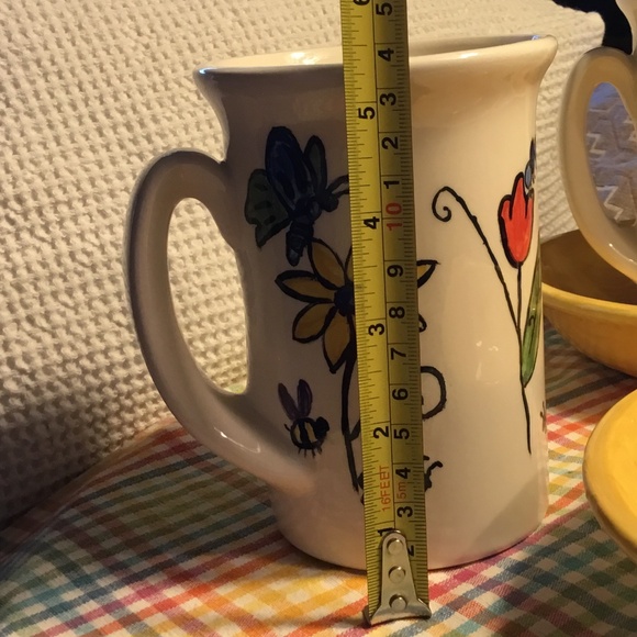 Handmade Ceramic Mug & Saucer w/Unique Design Hand-painted Bugs~Flowers~Bees - Picture 12 of 12